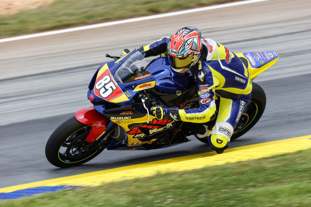 Jake Lewis (85) is back on a Suzuki and delivered two fourth-place finishes over the weekend. Photo by Brian J. Nelson, courtesy Suzuki Motor USA, LLC.