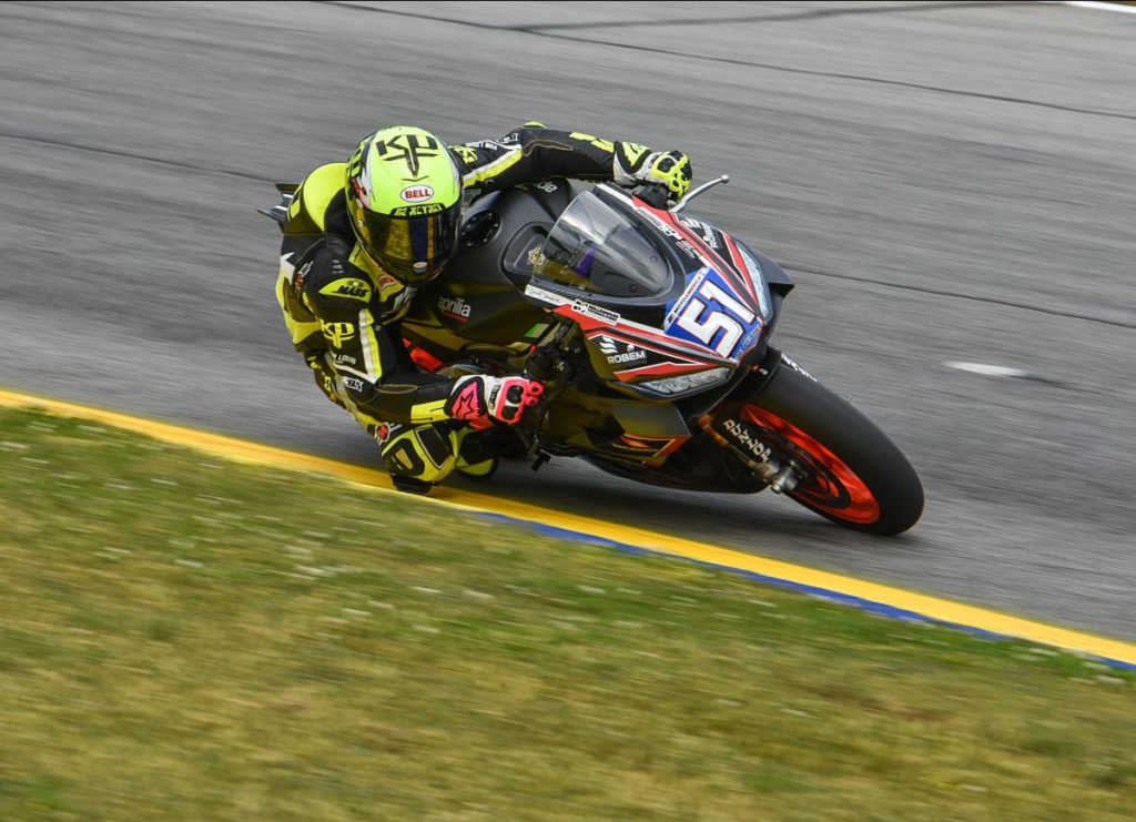 Kaleb De Keyrel (51) on his Robem Engineering Aprilia RS 660. Photo by Sara Chappell Photos.