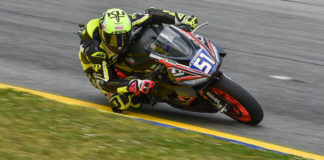 Kaleb De Keyrel (51) on his Robem Engineering Aprilia RS 660. Photo by Sara Chappell Photos.