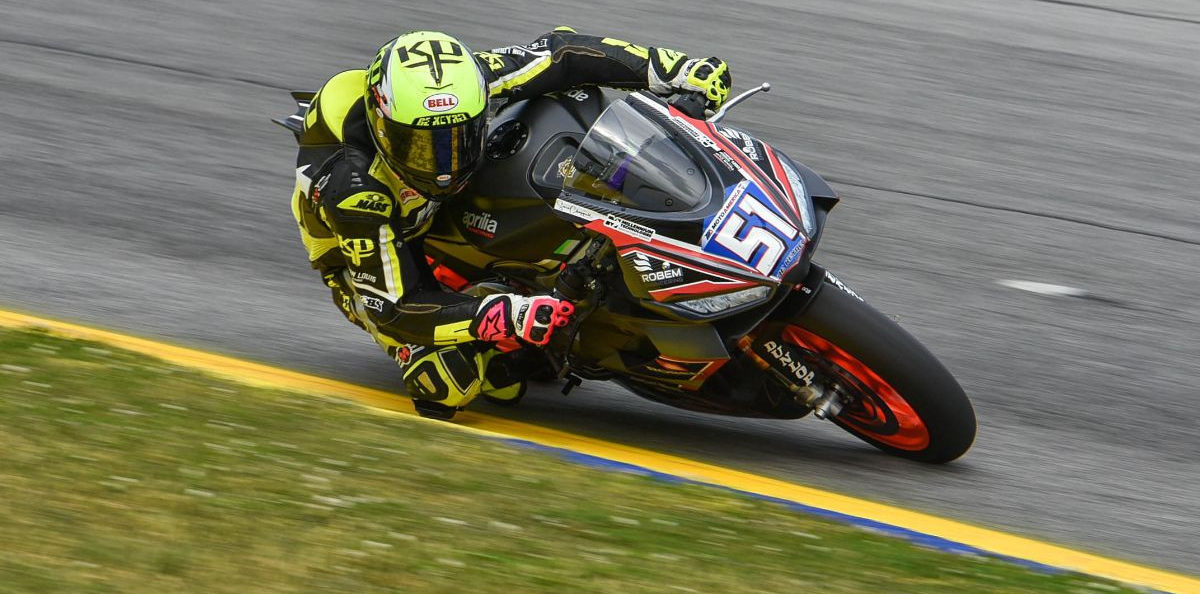 Kaleb De Keyrel (51) on his Robem Engineering Aprilia RS 660. Photo by Sara Chappell Photos.