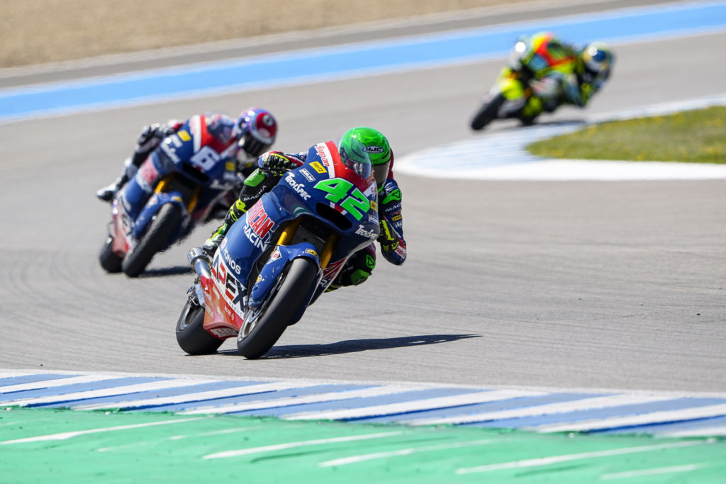 Marcos Ramirez (42) leading teammate Cameron Beaubier (6) at Jerez. Photo courtesy American Racing Team.