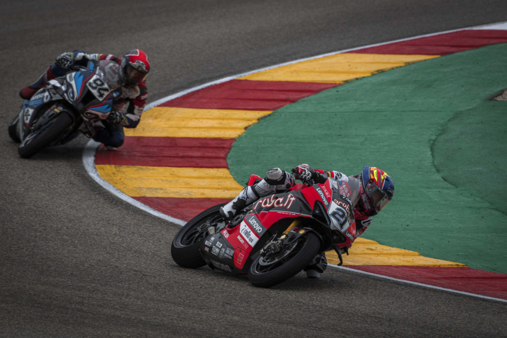 Michael Ruben Rinaldi (21) and Jonas Folger (94). Photo courtesy Ducati.