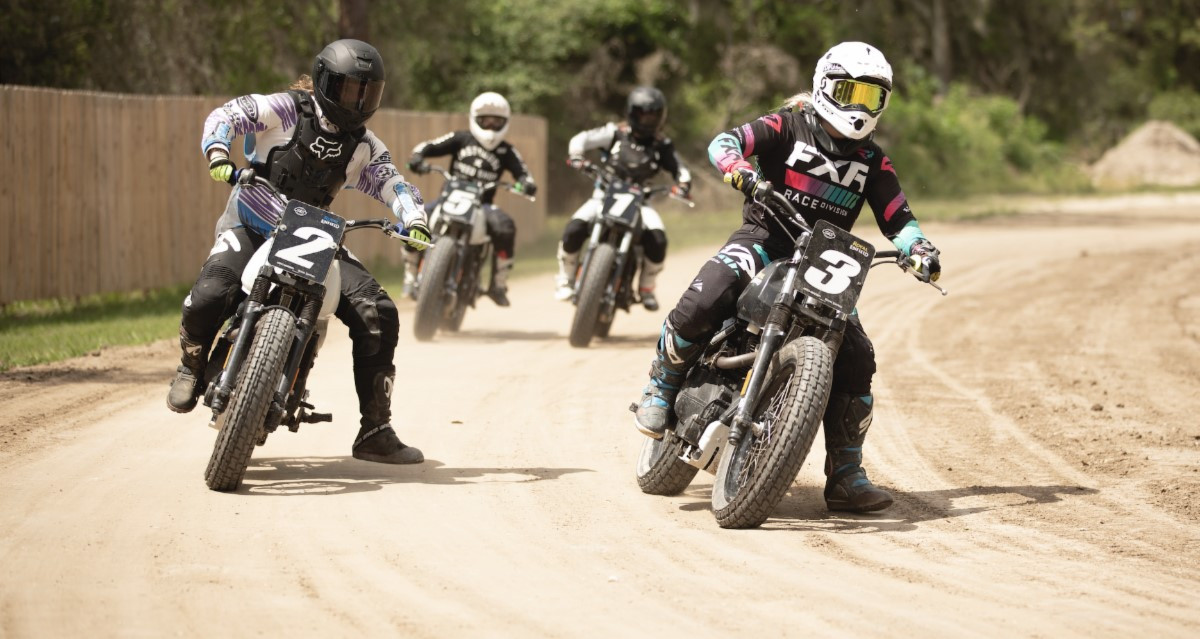 Royal Enfield BUILD TRAIN RACE flat track participants during the TRAIN portion of their program. Photo courtesy Royal Enfield North America.