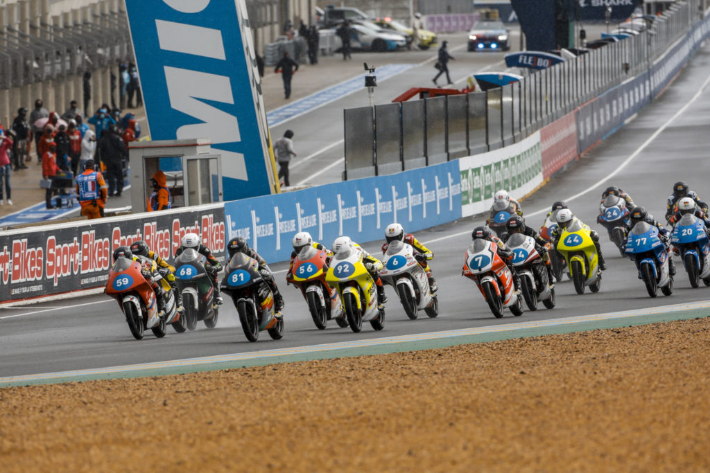 The start of Northern Talent Cup Race Two at Le Mans. Photo courtesy Dorna.