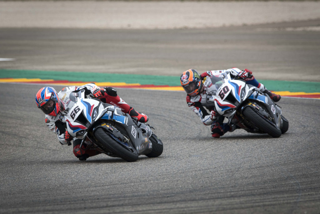 Tom Sykes (66) and Michael van der Mark (60). Photo courtesy BMW Motorrad Motorsport.