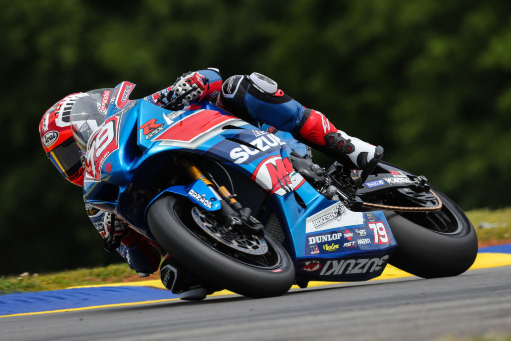 Wyatt Farris (79) had two solid races in his debut on the M4 ECSTAR Suzuki GSX-R1000. Photo by Brian J. Nelson, courtesy Suzuki Motor USA, LLC.