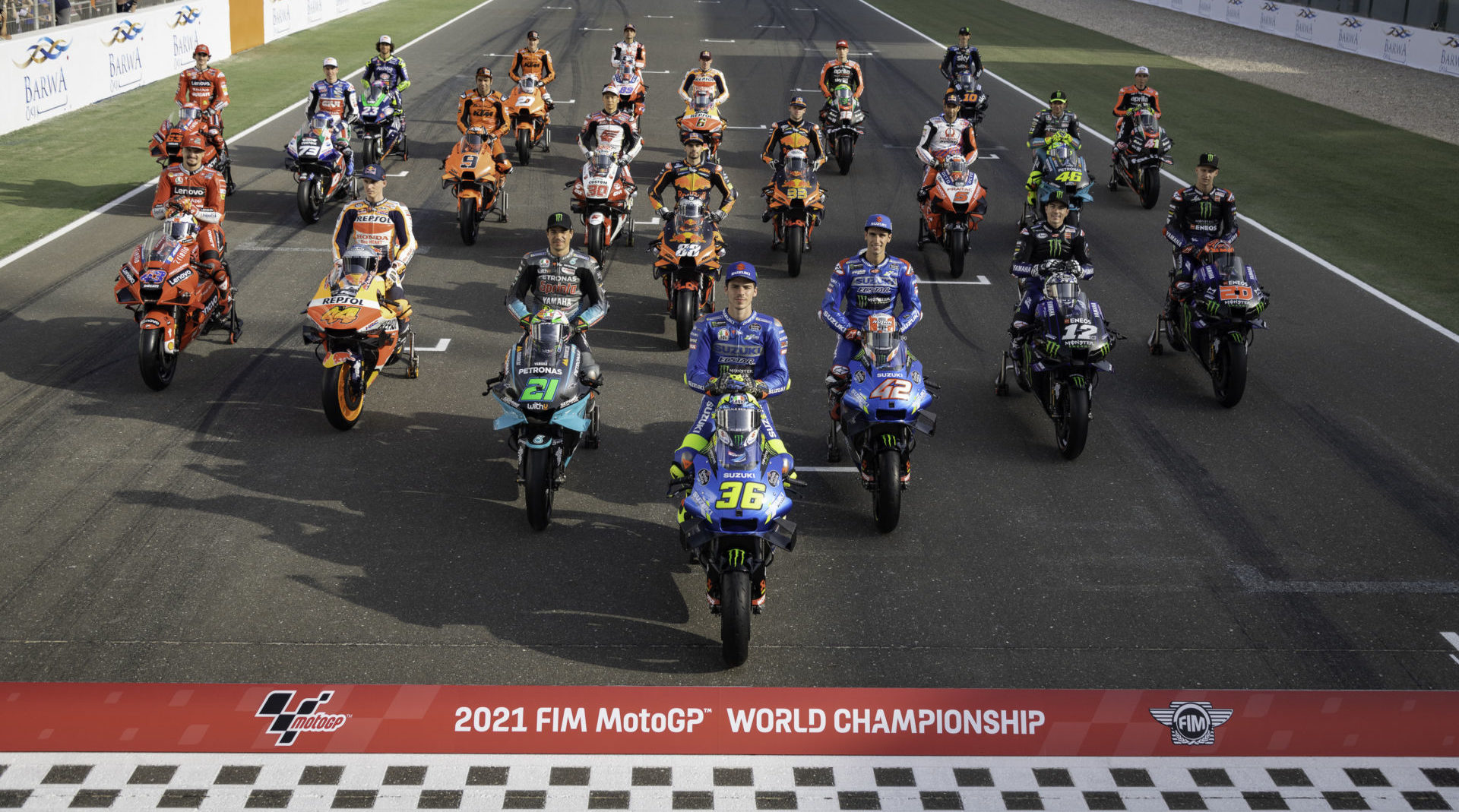 The 2021 MotoGP World Championship field of riders. Photo courtesy Dorna.