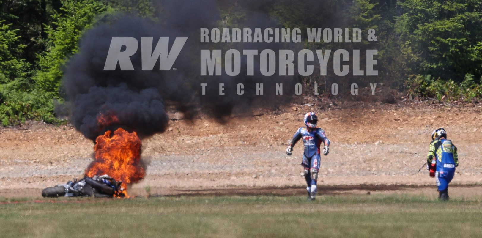 Bobby Fong suffered a high-speed crash during testing June 24 at Ridge Motorsports Park, and the first person to respond to the scene was fellow racer Jeremy Coffey carrying a fire extinguisher he took from a cornerworker station. Photo by Brian J. Nelson.