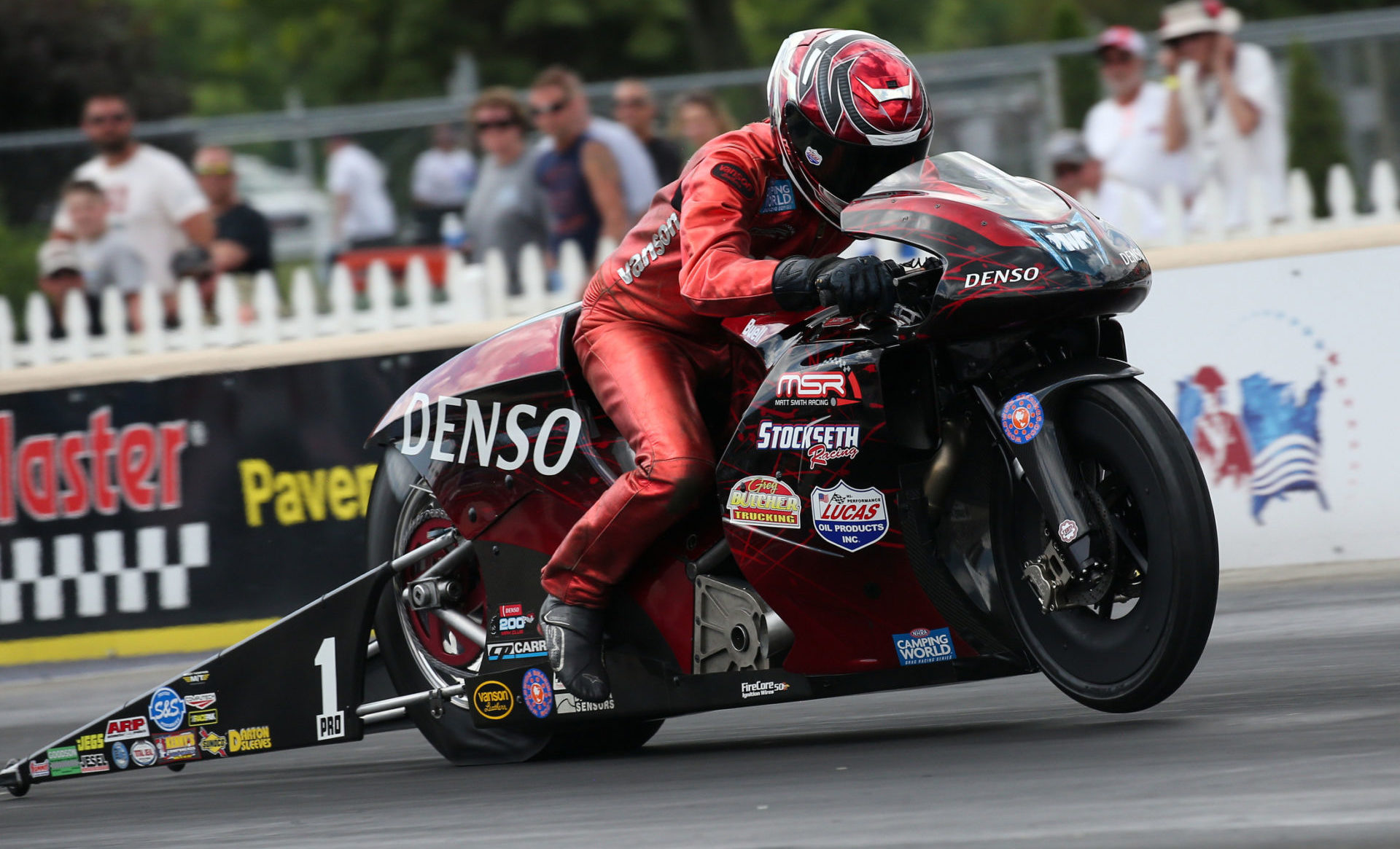 Matt Smith won the NHRA Pro Stock National in Norwalk, Ohio, on a Buell. Photo courtesy NHRA.