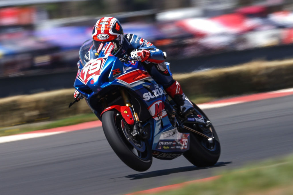 Wyatt Farris (79) continues to improve with two top-10 finishes in the Stock 1000 class. Photo by Brian J. Nelson, courtesy Suzuki Motor USA.