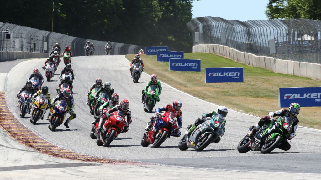 Corey Alexander (23) leads the Stock 1000 field into Turn Five Sunday at Road America. Photo by Brian J. Nelson.