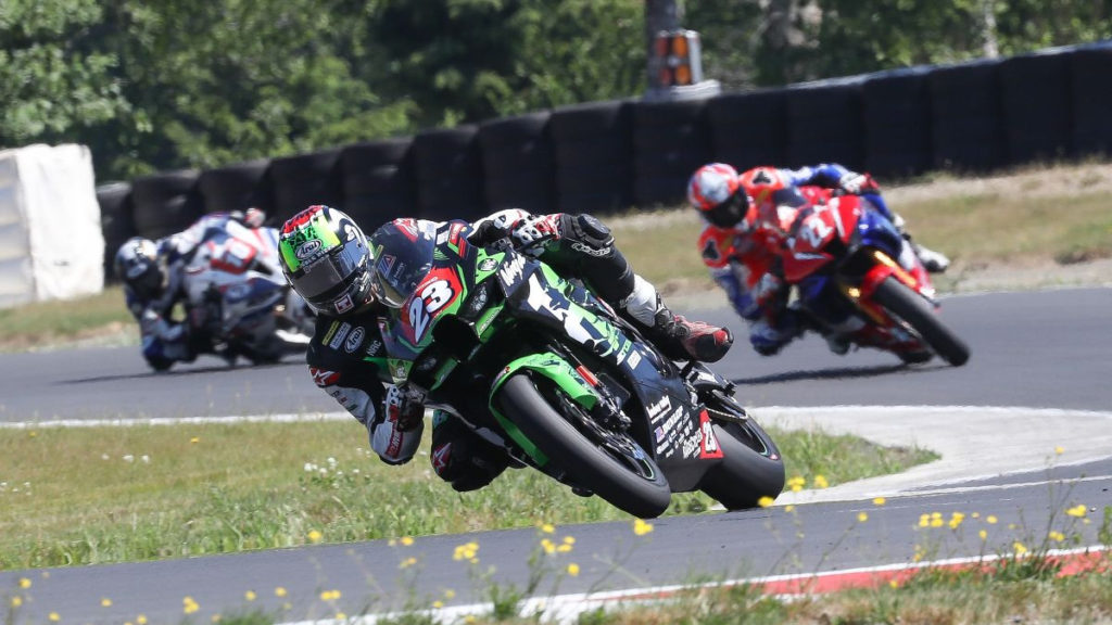 Corey Alexander (23) won MotoAmerica Stock 1000 Race Two. Photo by Brian J. Nelson, courtesy MotoAmerica.