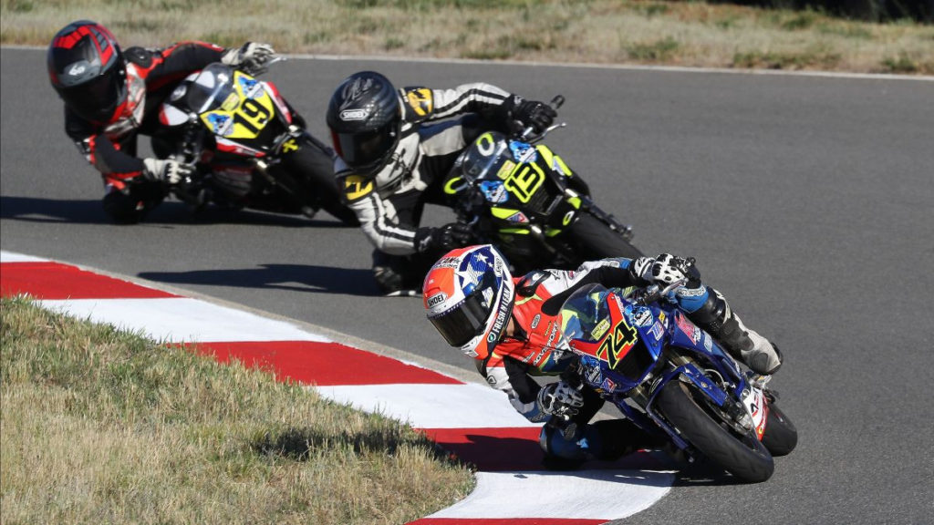 Kensei Matsudaira (74) won four Mini Cup races Saturday at Ridge Motorsports Park. Photo by Brian J. Nelson, courtesy MotoAmerica.