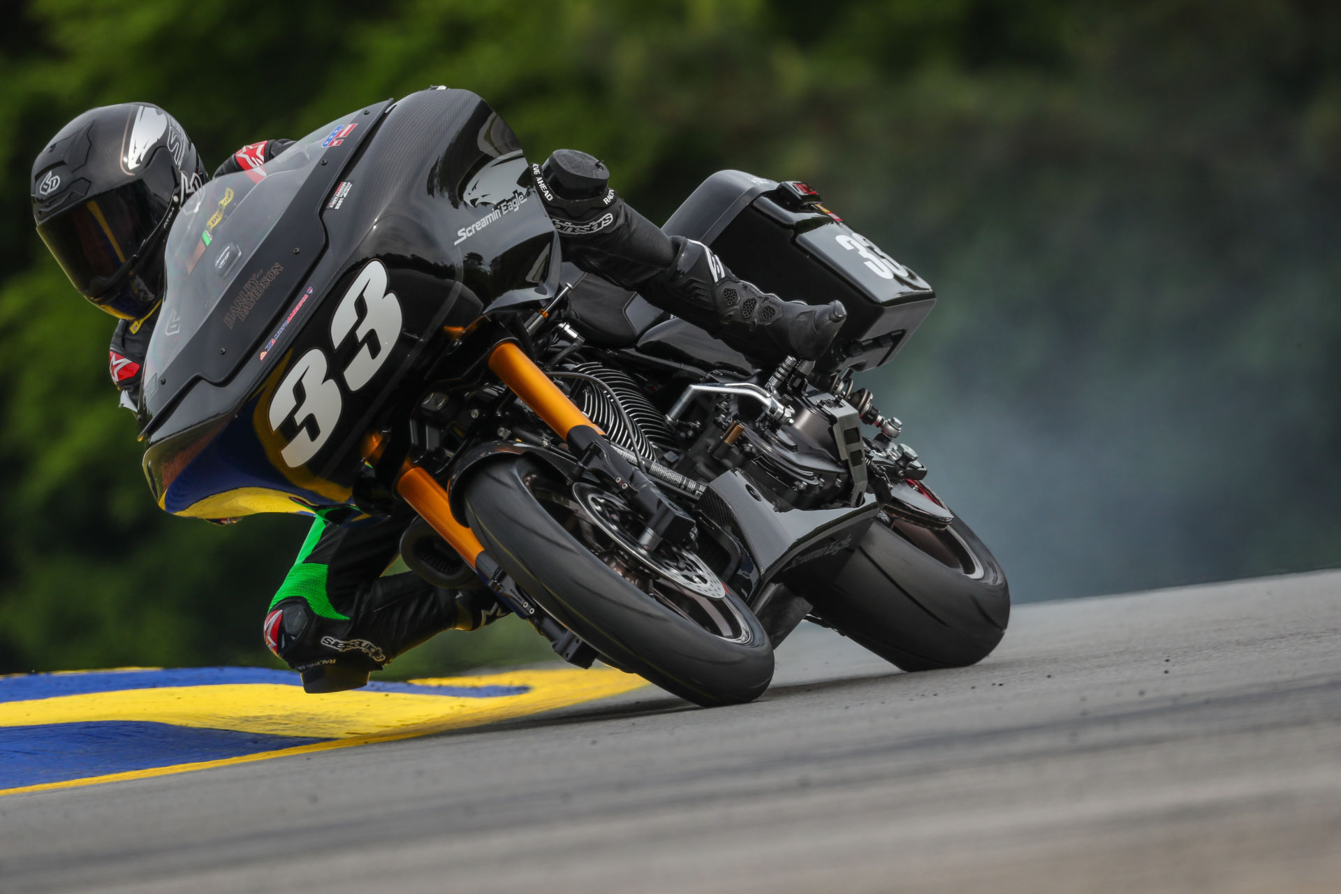 Kyle Wyman (33) on his Screamin' Eagle Harley-Davidson Road Glide, as seen at Road Atlanta. Photo by Brian J. Nelson.