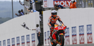 Marc Marquez (93), after taking the checkered flag at Sachsenring. Photo courtesy Dorna.