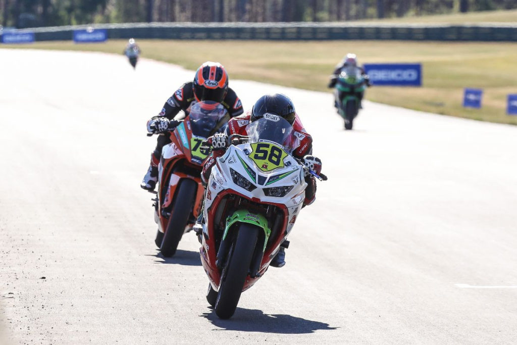 Max Toth (58) leads Tyler Scott (70) in Junior Cup Race One. Photo by Brian J. Nelson, courtesy MotoAmerica.