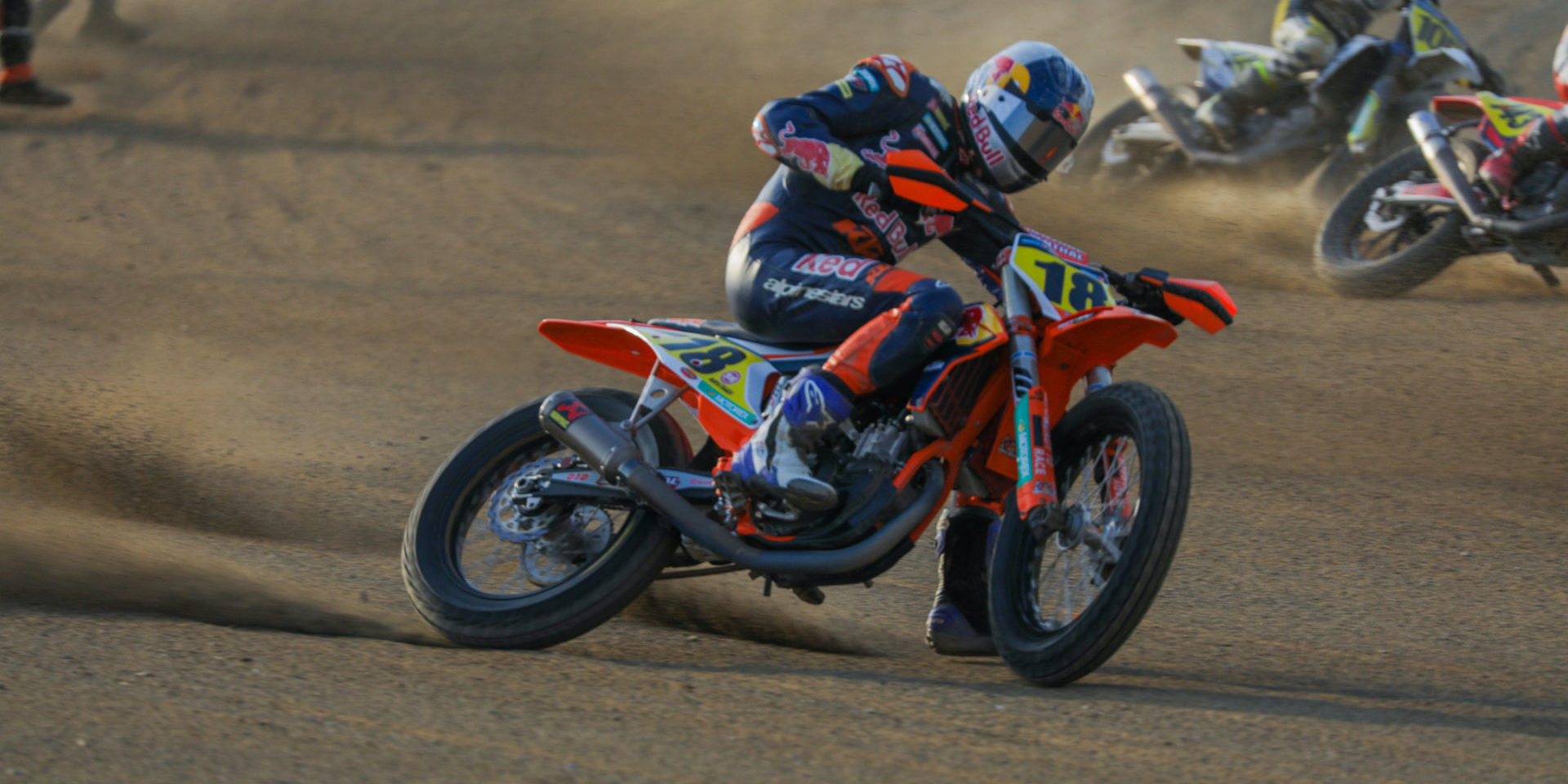 Max Whale (18) at speed at the Lima Half-Mile. Photo courtesy KTM Factory Racing.