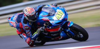Sean Dylan Kelly (40) set a new MotoAmerica Supersport lap record at Ridge Motorsports Park. Photo by Brian J. Nelson.