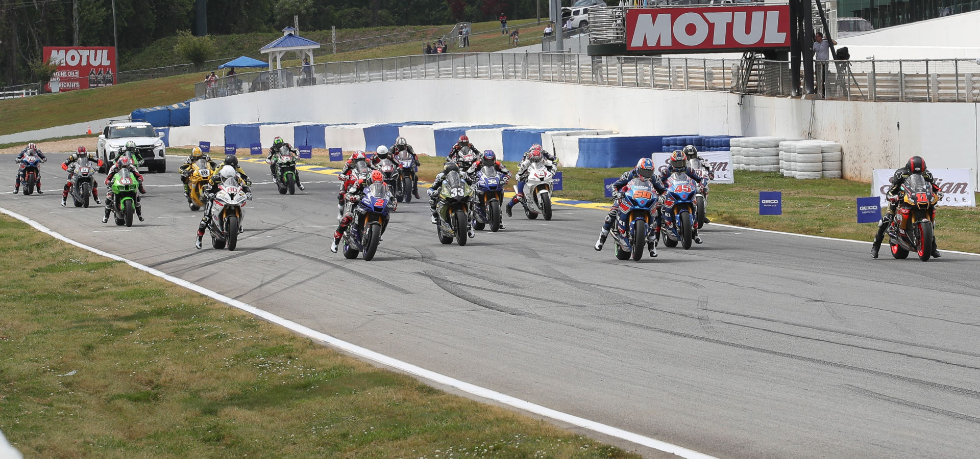 The start of MotoAmerica Superbike Race Two at Road Atlanta. Photo by Brian J. Nelson.