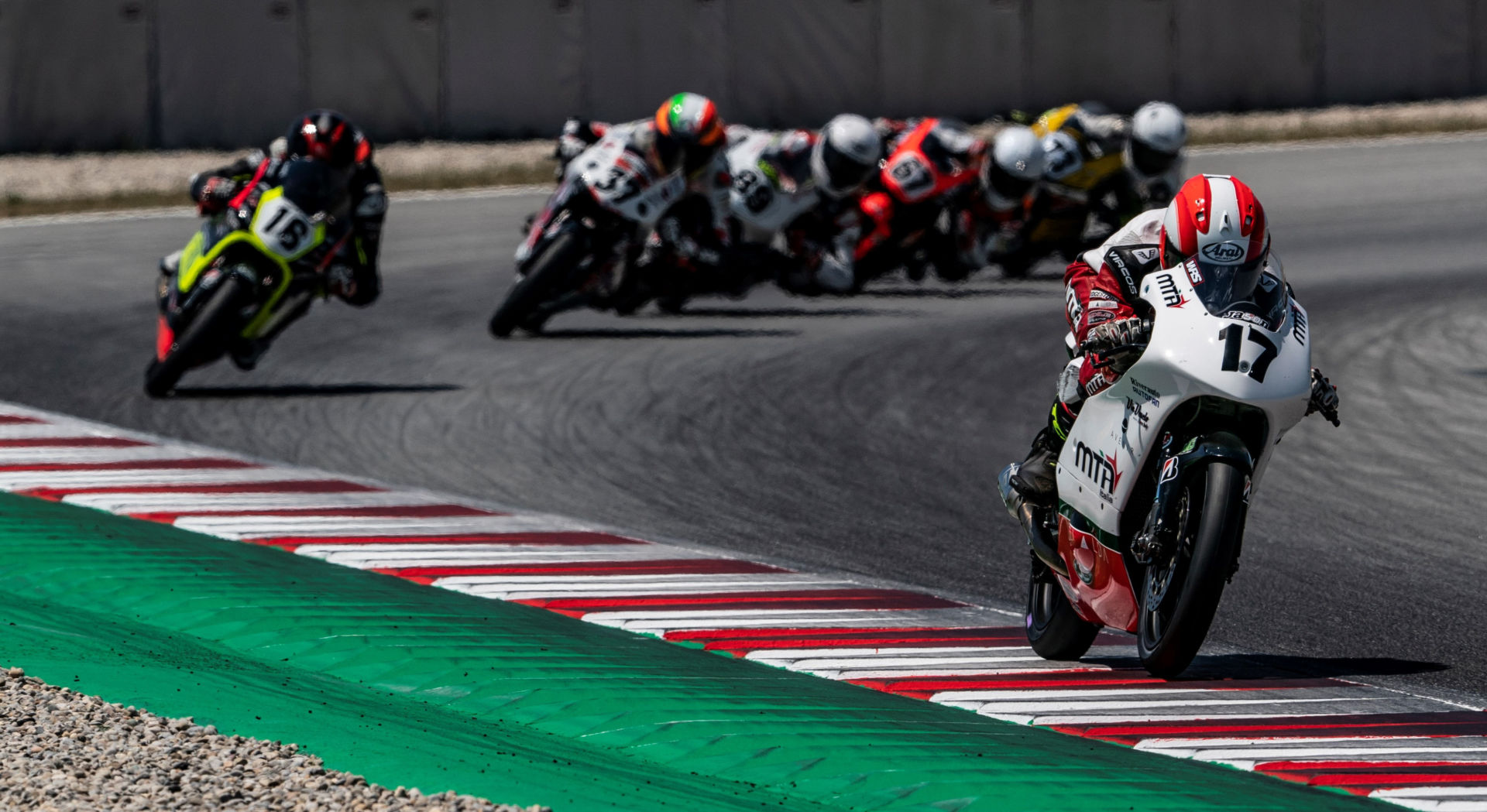 Torin Collins (17) raced from 32nd on the grid to 21st at the finish of the FIM European Talent Cup race at Catalunya. Photo by Manuel Tormo, courtesy Torn Collins Racing.