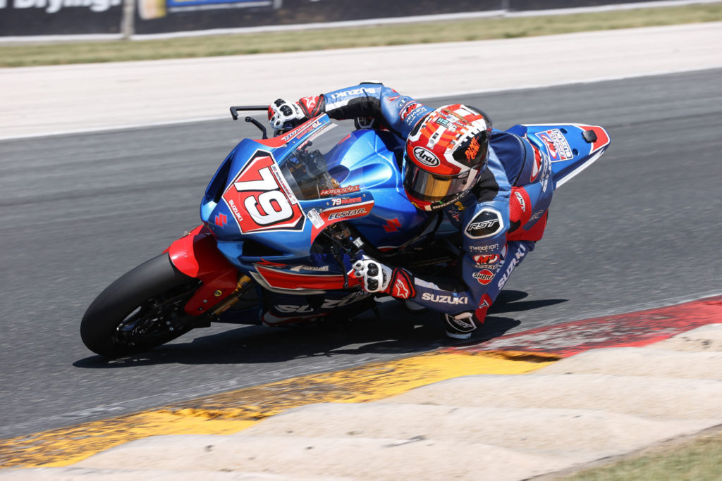 Wyatt Farris (79) had a solid weekend and continued to earn points for the Stock 1000 Championship. Photo by Brian J. Nelson, courtesy Suzuki Motor USA.