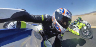 Stuart "Stuman" Smith testing the NER BMW G 310 R racebike. Photo courtesy Stuman Rides.