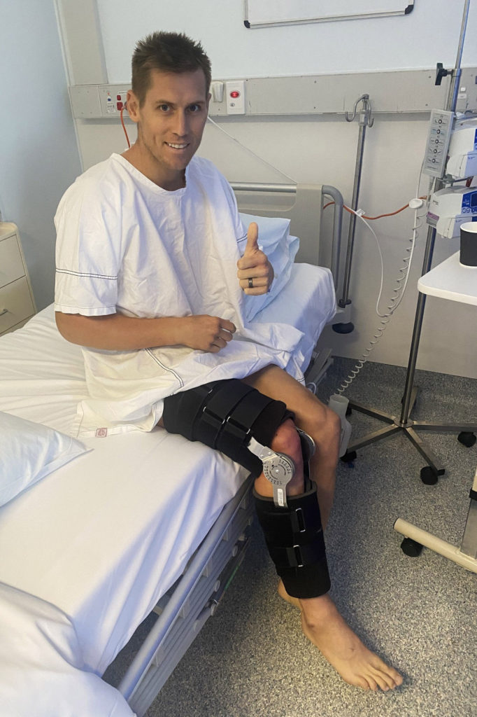 Troy Herfoss, post-surgery. Photo courtesy Penrite Honda.