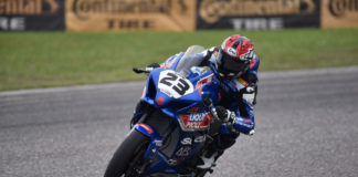 Teenager Alex Dumas won both Canadian Superbike races during the 2021 season opener at Calabogie. Photo by Anik Sanfacon.