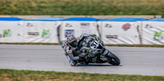 Stefano Mesa (37) passes sections of Airfence soft barriers deployed at NCBike thanks to the fund-raising efforts of N2 and the not-for-profit Roadracing World Action Fund (RWAF). Photo by Apex Pro Photography.