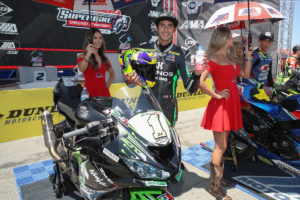 Richie Escalante earned a pair of second-place finishes in Supersport at Laguna Seca despite riding injured. Photo by Brian J. Nelson.