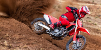 Honda's all-new 2022 CRF250R at speed. Photo courtesy American Honda.