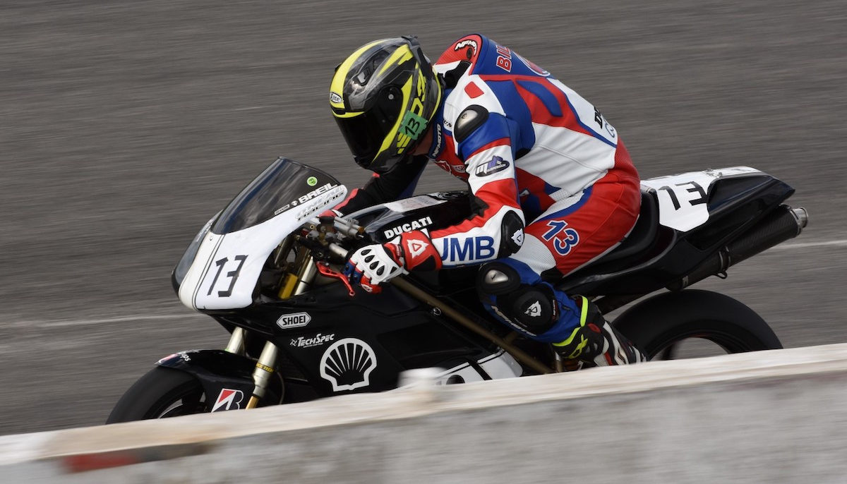 Jean-Marc Bilger (73) is expected to compete in the VRRA races on his Ducati. Photo by Colin Fraser, courtesy CSBK/PMP.