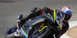 Bryce Prince (74), as seen riding a Yamaha YZF-R6 in MotoAmerica Supersport at Laguna Seca in 2020. Photo by Brian J. Nelson.
