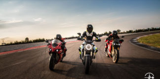 Energica electric motorcycles in action.