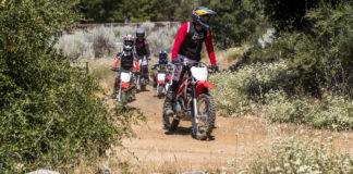 A group of riders on 2022-model Honda CRF off-road motorcycles. Photo courtesy American Honda.
