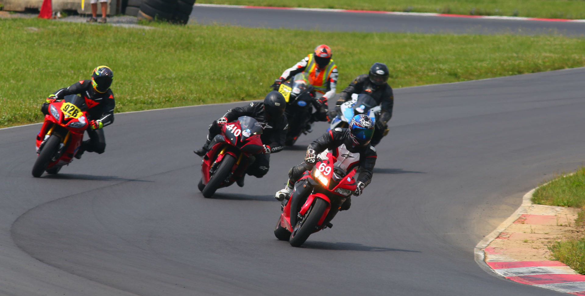 A scene from a Roger Lyle’s Motorcycle Xcitement Track Days and Road Racing School at Summit Point Motorsports Park, in West Virginia. Photo by etechphoto.com.
