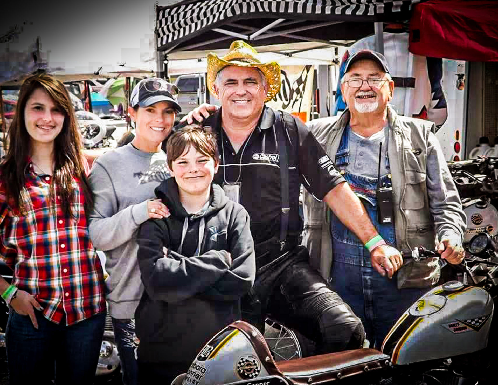 Luke Conner (second from right) with his family. Photo courtesy Conner family and AHRMA.