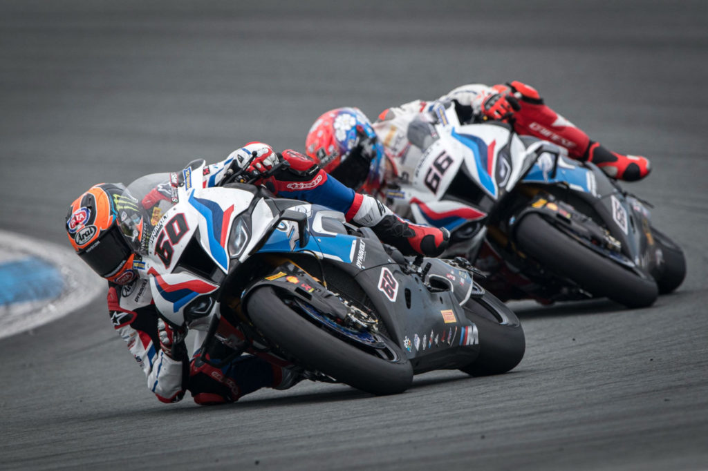 Michael van der Mark (60) and Tom Sykes (66). Photo courtesy BMW Motorrad WorldSBK Team.