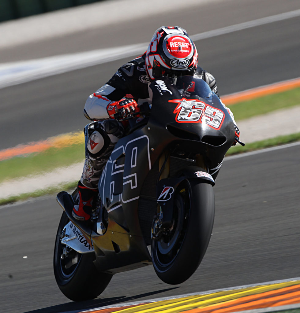 The late Nicky Hayden (69) during off-season testing. Photo courtesy Arai.