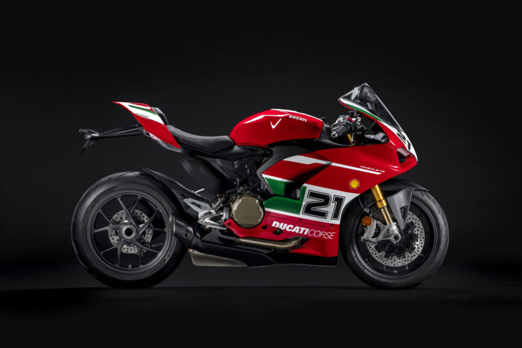 A Ducati Panigale V2 Bayliss 1st Championship 20th Anniversary edition motorcycle. Photo courtesy Ducati.