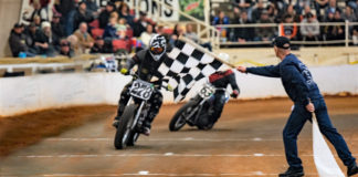 Richard Brodock (278) and Henry Sansing (63) during an AHRMA dirt track event in Georgia. Photo by Eddie RapidPhoto, courtesy AHRMA.