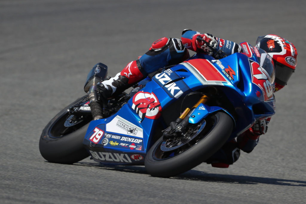 Wyatt Farris (79) earned another solid top ten finish in the Stock 1000 class. Photo by Brian J. Nelson, courtesy Suzuki Motor USA.