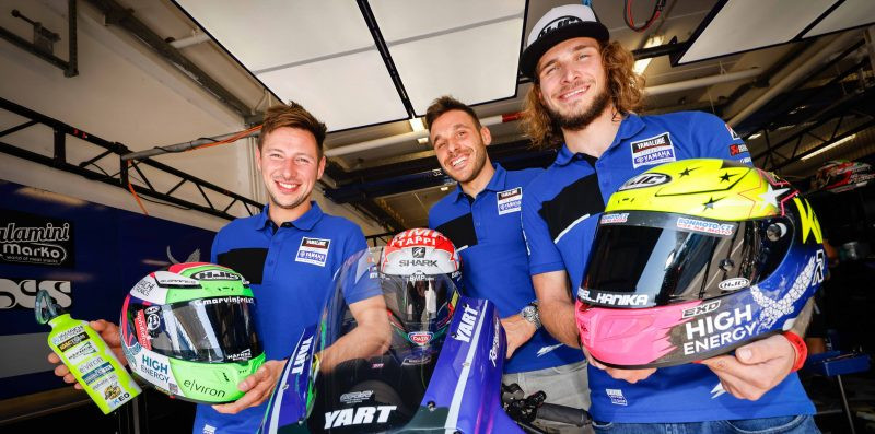 YART riders celebrate World Endurance pole position at Estoril. Photo courtesy FIM.