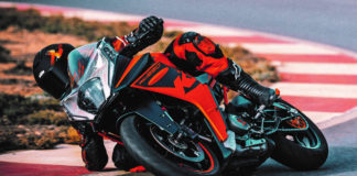 A 2022-model KTM RC 390 at speed. Photo by Kiska, courtesy KTM.