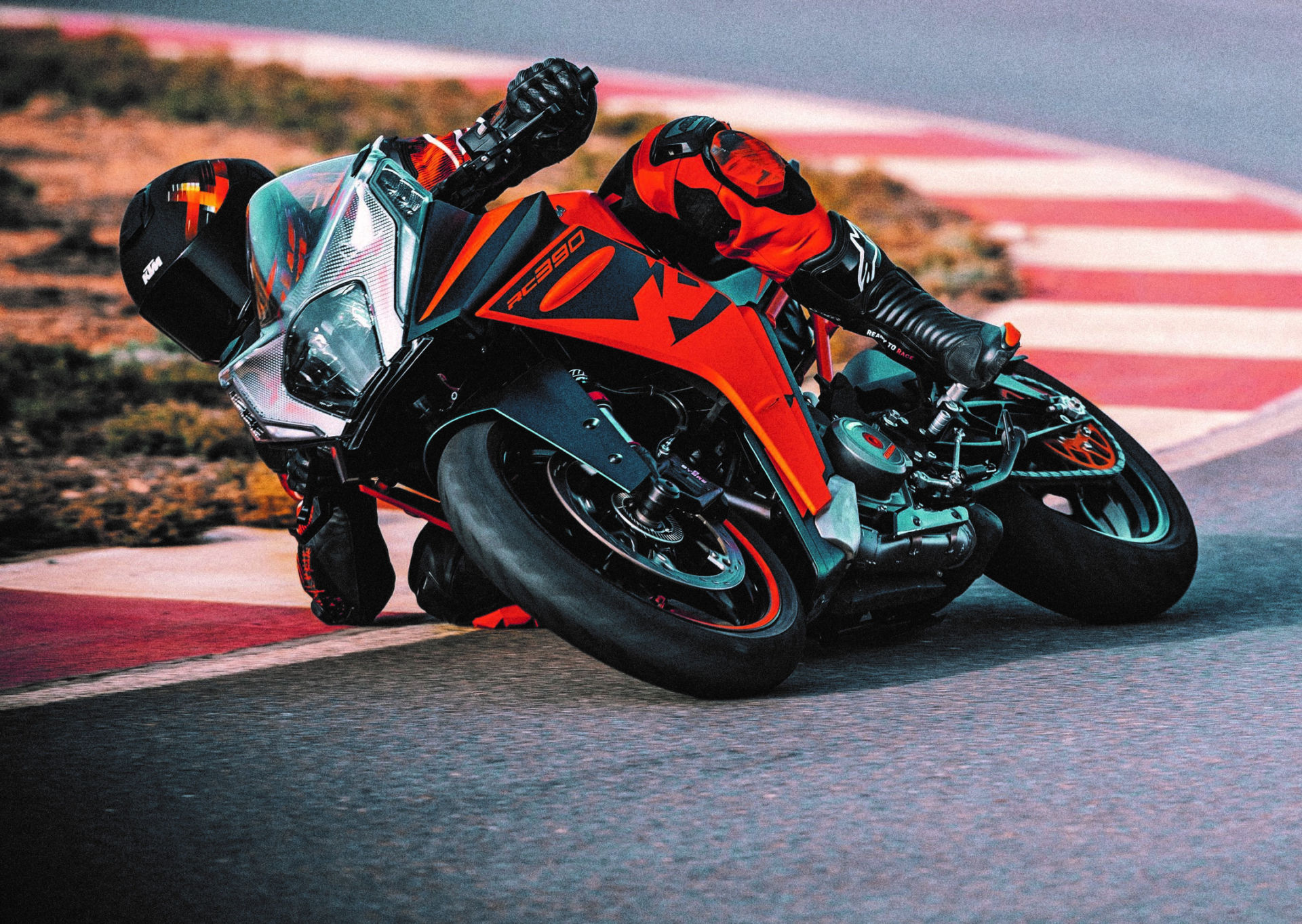 A 2022-model KTM RC 390 at speed. Photo by Kiska, courtesy KTM.