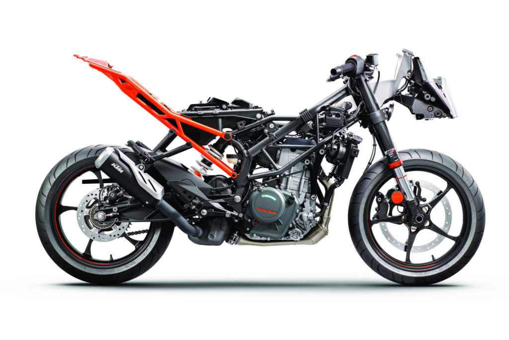 A stripped 2022-model KTM RC 390. Photo by Kiska, courtesy KTM.