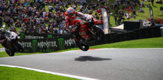 Josh Brookes (25) and Tommy Bridewell (46) going over "The Mountain" at Cadwell Park in 2019. Photo courtesy MSVR.