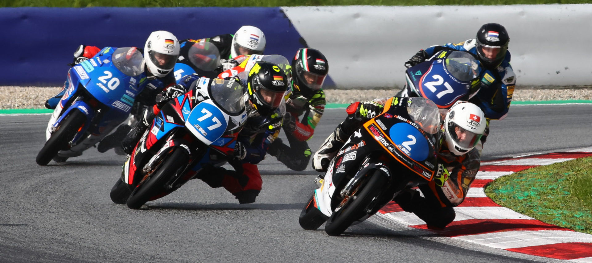 Jordan Bartucca (2), leads Noel Willemsen (77), Dustin Schneider (20), and Loris Veneman (27) at Red Bull Ring. Photo courtesy Dorna.