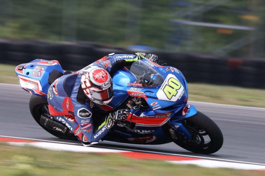 Sean Dylan Kelly (40) won MotoAmerica Supersport Race 1 Saturday at Brainerd International Raceway. Photo By Brian J. Nelson.