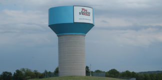 The iconic water tower at Pittsburgh International Race Complex in Wampum, Pennsylvania. Photo by David Swarts.